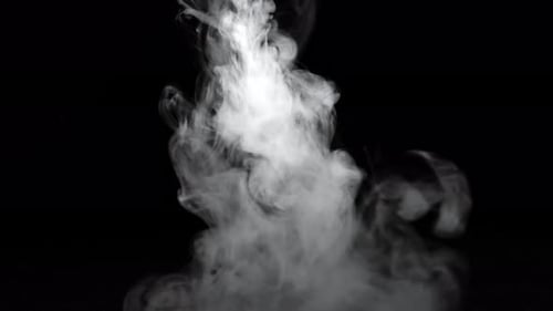 Abstract White Smoke Rising on Black Background