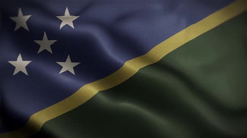 Solomon Islands Wavy Flag In The Wind In Slow Motion Waving Official Flag