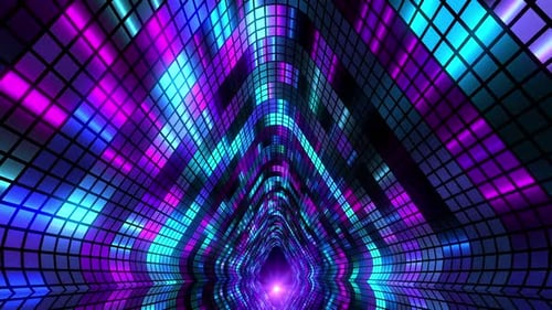 Blue Purple Neon Triangle Tunnel