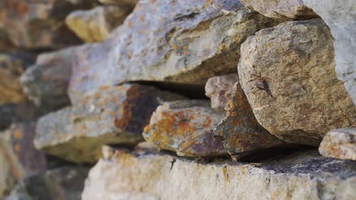 Stone wall close to an ancient medieval village in Madrid, Spain