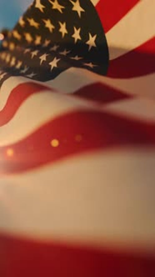 Vertical Waving American Flag Animation for National Holidays
