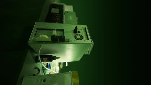 Green Lit Industrial Control Panel Detail