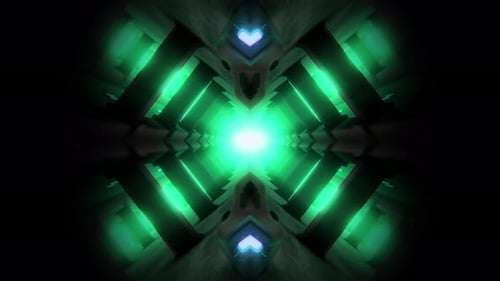 Glowing Green Futuristic Sci Fi Tunnel