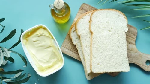 Bread, Butter, and Olive Oil for a Meal