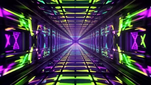 Futuristic Neon Sci Fi Corridor Loop Animation