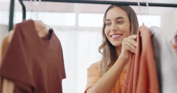 Couple hug, customer and wardrobe choice with clothing decision at a ...