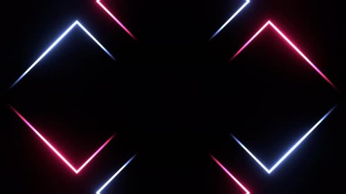 Pink And Lighting Blue Rotating Neon Squares Background Vj Loop In 4K