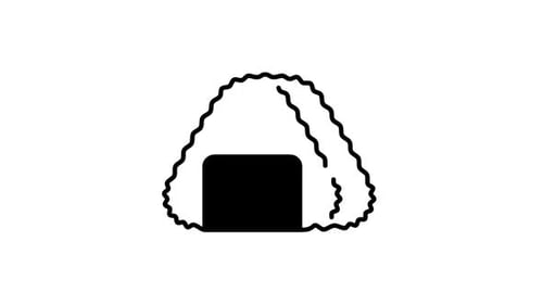 Animated Onigiri Eating Cycle Flat Design Icon