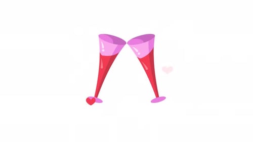 Cartoon Champagne Glasses Clinking Toast Animation