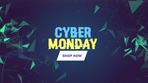 Cyber Monday Glitch Title Reveal with Shop Now Button