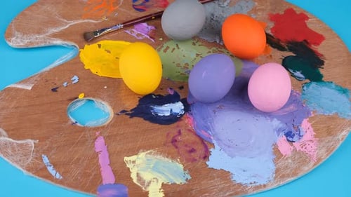 Painted Easter Eggs on Artist's Palette