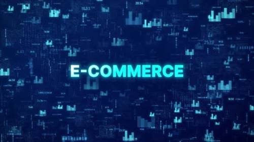 Futuristic E-Commerce Concept with Digital Data Flow