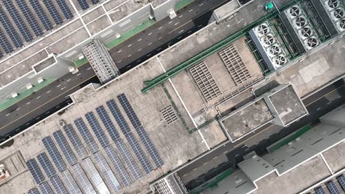 Solar power station on factory rooftop