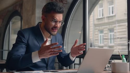 Stressed Mad Furious Angry Arabian Indian Man Businessman Male Guy Business Leader Boss Talking