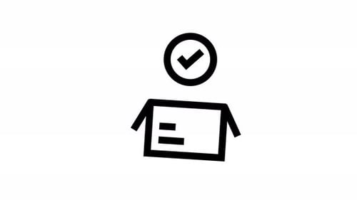 Flat Design Box Opening and Checkmark Icon Animation