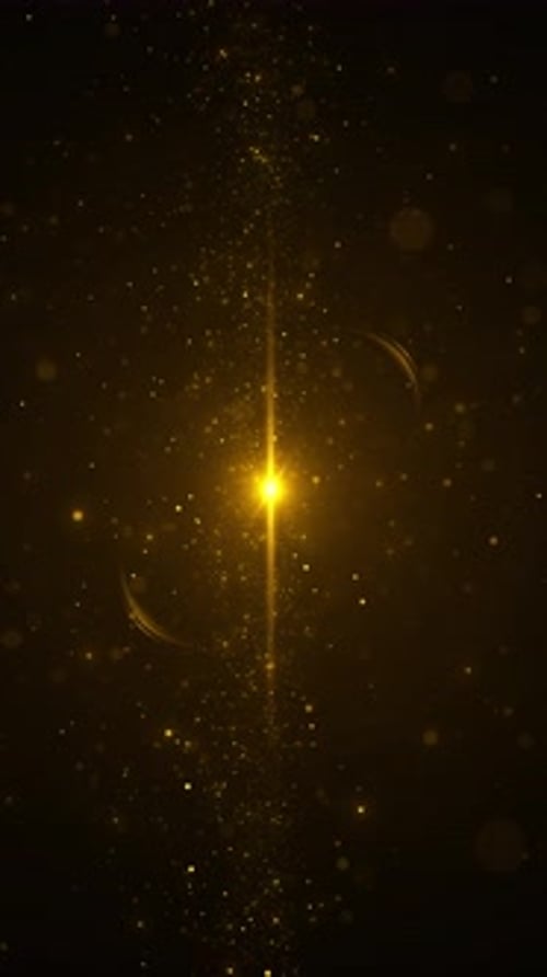 Abstract Golden Particles and Light Ray Vertical Background