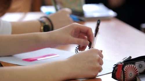 High School Teenage Students at the Desk