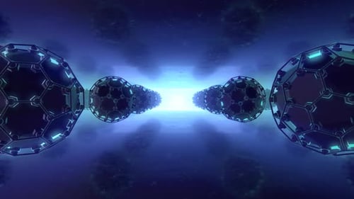 Abstract Sci-Fi Geometric Spheres Light Tunnel Reveal