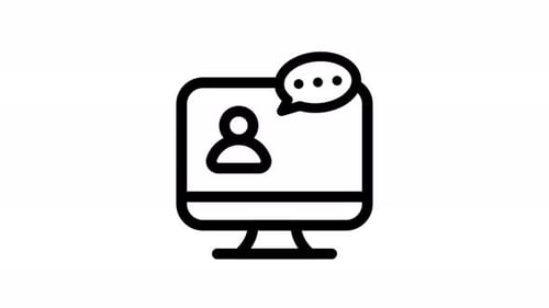 Animated Online Communication Icon with Typing Chat Bubble