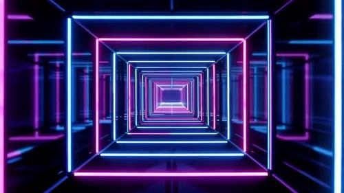 Seamless Looping Futuristic Neon Light Tunnel Animation