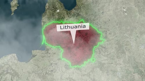 Lithuania Map - Clouds Effect