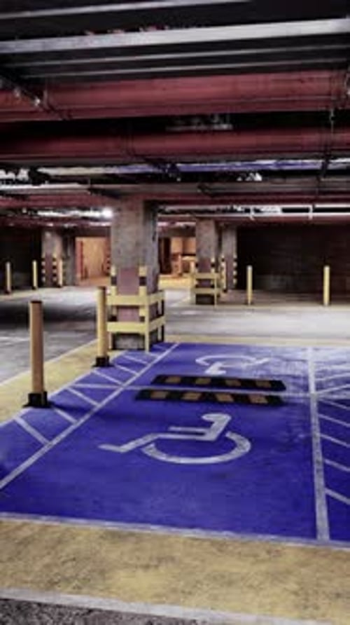Empty Parking Garage With Wheelchair Ramp