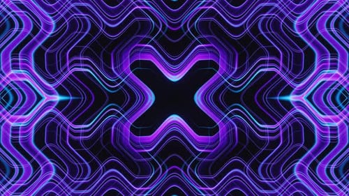 Purple and Blue Blinking Neon Waves Vj Loop Animation Background