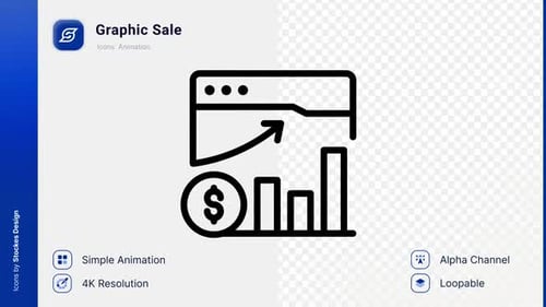 Animated Online Sales Growth Icon with Bar Chart