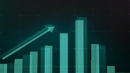 Business Growing Graph Bar Animation Cyan Color