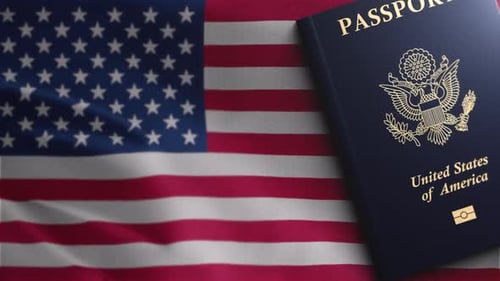 United States Of America Passport And United States Of America Flag