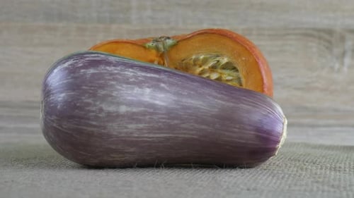 Eggplant and pumpkin.