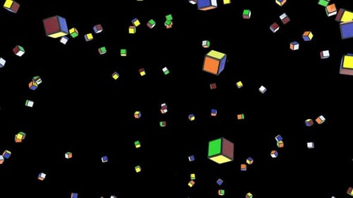 Abstract Colorful Geometric Cubes Falling Animation