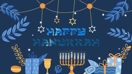 Happy Hanukkah Celebration Decorative Greeting Animation