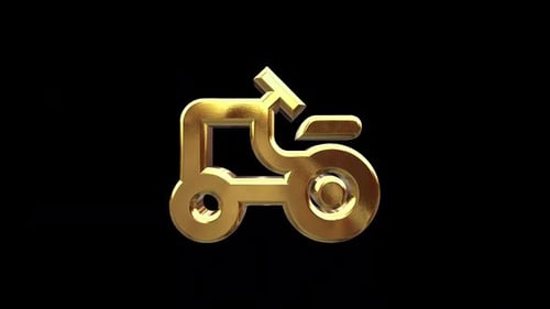 Animated Golden Scooter Icon 3D Rotation