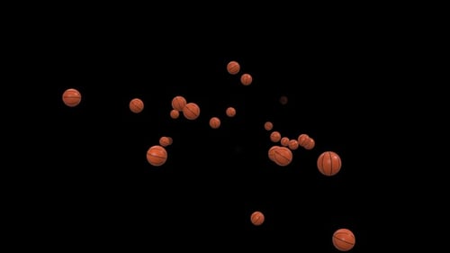 Basketballbälle fliegen und drehen sich