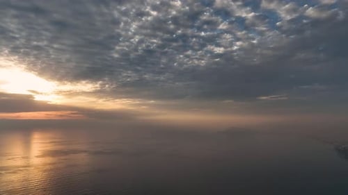 Cloudy Sunset at Sea Turkey Alanya 4 K Aerial View
