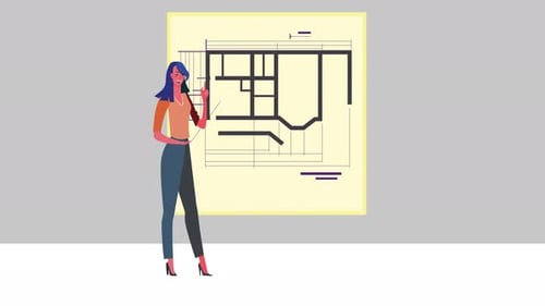Real Estate Development Map Woman Animation