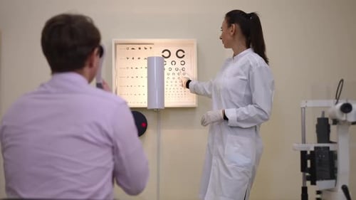 Eye Doctor Administering Eye Exam in Office