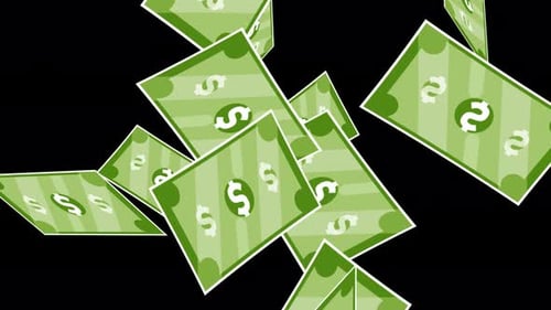 Raining Flat Design Dollar Bills Animation