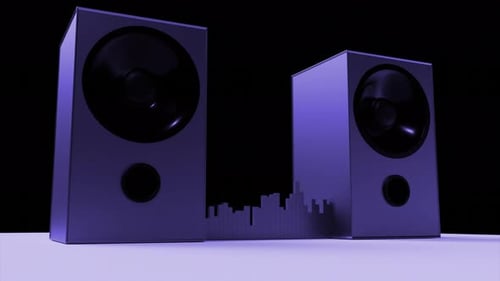 Abstract Loudspeakers Playing Music Loud Isolated on a Black Background
