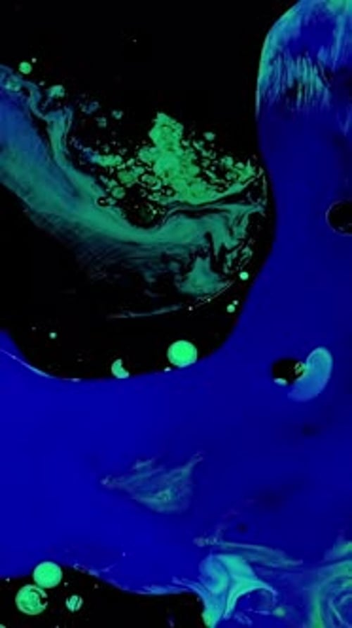 Abstract Liquid Motion with Blue, Green and Black