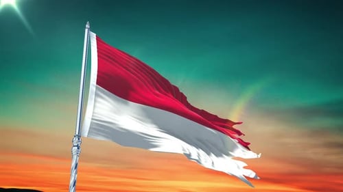 Realistic Waving Indonesian Flag Animated Background