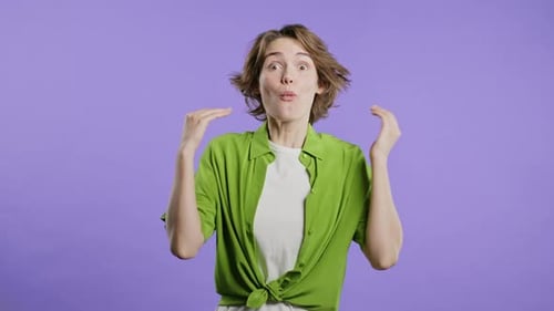 Surprised Woman She Expresses Cant Believe Wow Omg Impressed Lady on Violet