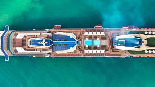 Cruise Ship, Cruise Liners beautiful white cruise ship above luxury cruise in the ocean sea.