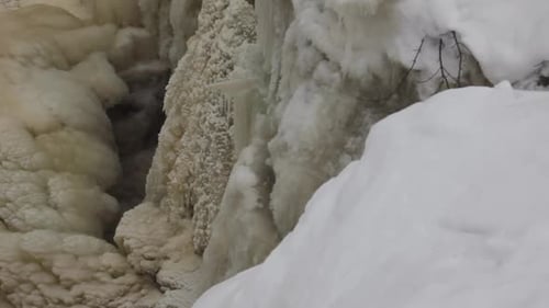 Nahaufnahme eines gefrorenen Wasserfalls