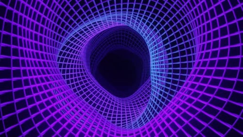 Abstract Purple Wireframe Wave Tunnel Loop Animation Background