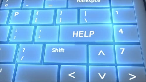 Futuristic Computer Keyboard Help Text on Key