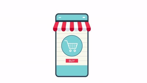 Mobile E-commerce App Flat Design Shopping Process Animation