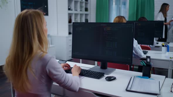 Web Developer Woman Working In Office Professionals Programming And ...