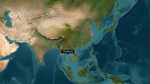 Satellite Map Zoom to Thailand with Animated Outline